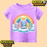 Unisex short-sleeved girls' t-shirt, children's oblong t-shirt with care bears motif