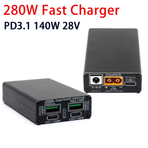 280W PD3.1 High Power Fast Charger 140W 28V 5A Full Protocol PD Fast Charging Converter Car Desktop 