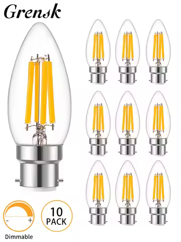 10PCS Led Candle Dimmable Edison Lights Bulb Daylight 6000K Led Filament Bulb Warm White 2700K B22 L