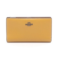 【二手】COACH雙折長款皮夾 超薄拉鍊皮夾 C8329 深黃色皮革超薄拉鍊皮夾 女士二手 A
