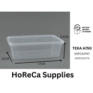 50PCS 750ML RECTANGULAR PP CONTAINER/TEKA A750/MICOWAVEABLE/TAKE AWAY
