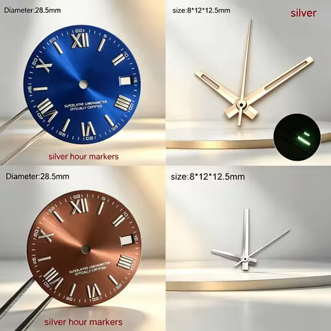 NH35 S Logo Dial 28.5mm Roman Dial Rose Gold Chocolate No Lumen Date_Just S Dial Fit NH35 Automatic 