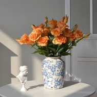 [1650 People Collection] New Chinese Blue White Porcelain Ceramic Vase Living Room Retro Ice Crack O