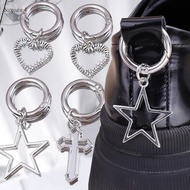 Women Girls Sweet Cool Y2K Hollow Big Stars Love Hearts Pendant Martin Boots Shoes Buckles Decoration Dr Martens Metal Silver Color Snap Hook Shoes Accessories
