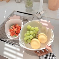 簡約家用草莓雙層瀝水籃果籃少女心宿舍水果蔬菜洗菜籃廚房收納籃