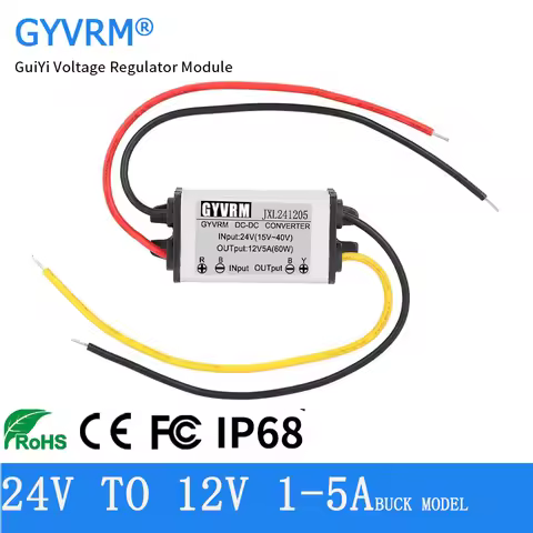 GYVRM DC-DC 24V to 12V Converter Step Down DC DC 24V to 12V 1A 2A 3A 4A 5A Buck Model Converter 24V 