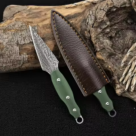EDC outdoor knife green g10 small fixed blade knife, portable survival knife, multifunctional campin