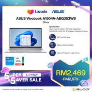[Pre-order] Asus Vivobook A1504V-ABQ353WS Laptop (i5-1335U,8GB,512GB SSD,Intel Iris Xe,H&amp;S,15.6"FHD,W11H,Silver) [ETA:3-5 working days]