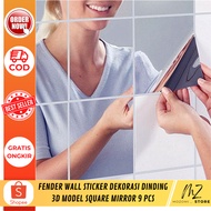Fender Wall Sticker Wall Decor 3D Square Mirror Model 9pcs/Wall Accessories/wallpaper