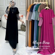 KATUN Dress Modern Muslim FashionWanita Alisya Dress BO Size SML XL XXL 3XL 4XL Combed Cotton T-Shir