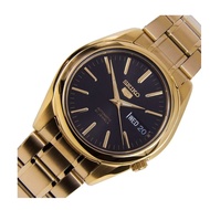 Seiko 5 Gold Bracelet, Black Face Men's Watch Automatic
