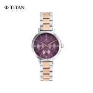 Titan Purple Dial Stainless Steel Women's Watch 95087KM02