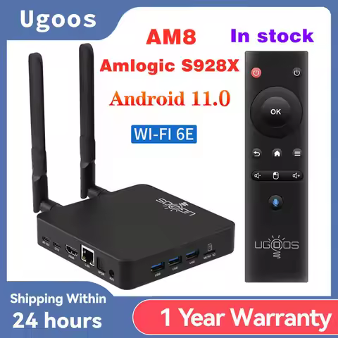 In stock UGOOS AM8 AM8 Pro TV BOX Amlogic S928X DDR4 4GB ROM Android 11 Support AV1 CEC HDR WiFi6E 1