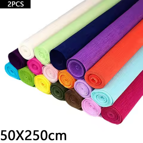 2Pcs Colored Crepe Paper Roll Origami Crinkled Crepe Paper Craft DIY Flowers Decoration Gift Wrappin