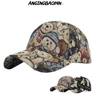 ANGINGBAOMN Cute Bear Baseball Cap, Cartoon Little Bear Print -Teens Caps, Cartoon Cotton Bear Print
