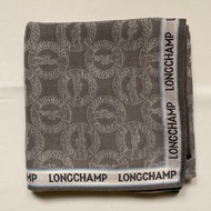 經典 Longchamp 灰色滿版 Logo 手帕 口袋巾 頭巾 男女適用