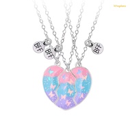 3pcs/Set Best Friend Pendant Necklace For Women Rainbow Heart Friendship Necklace Best Friend Alloy 