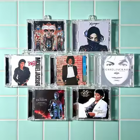 Classic Pop Michael Jackson MJ MINI Music CD NFC Keychain Play Song Thriller Album Bad Pendant Cospl