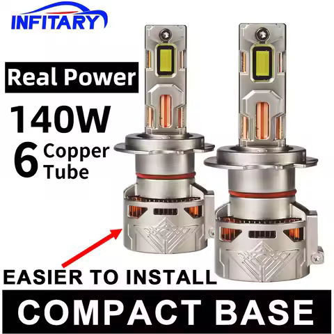 Mini Bottom High Power 140W H7 H4 LED Auto Headlights H1 9005 9006 H11 6 Copper Tube Light Ultra-Bri