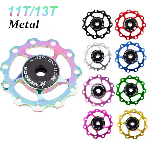 MEROCA Bicycle Rear Derailleur Jockey Wheel 11T 13T Metal Bearing Pulley MTB Road Bike Guide Roller 