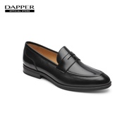 DAPPER รองเท้าหนัง แบบสวม Hi-Shine Leather Penny Loafers สีดำ