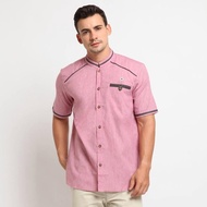 ALTAN RED |MNM x CW| Men's Koko Shirt Short Sleeve Muslim Kurta Shirt - Red, L