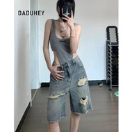 DaDuHey European and American Vibe Style All-Match High Waist American High Street Ripped Straight D