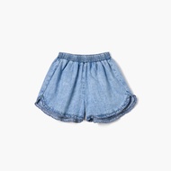 Babyshop Juniors Solid Denim Shorts With Elasticated Waistband Blue