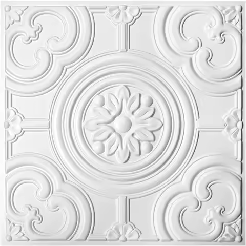 Drop Ceiling Tiles 12-Pack 24x24 Waterproof PVC Glue up Ceiling Panels White Easy Install