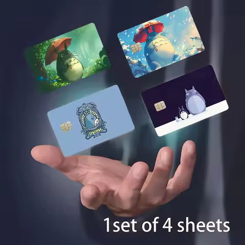 Anime Totoro Ghibli Spirited Anime Cartoon 1 Set Of 4 Pcs Sticker Film Skin For Credit Card Debit Ba