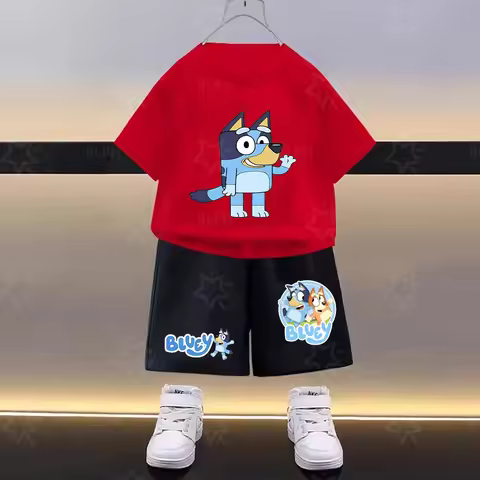 Bluey Themed Kids T-shirt and Pants Set 2Pcs Casual Soft Cotton Toddler Boys Girls Cartoon Outfit Da