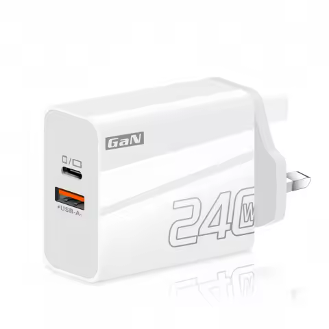 240W GaN Fast Charger, Dual Port USB-C PD3.0 & USB-A QC3.0 Wall Adapter Charging for iPhone 17 16 Sa
