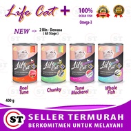 Makanan Kucing Kaleng Life Cat Plus Can Kitten Adult 400gr Tuna / Salmon Basah / Wet food Bukan Prof