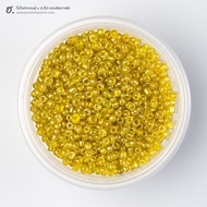 Sand Beads Size 3 Mm. Yellow Clear With Rainbow Coating Golden Hour