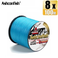 Ashconfish 8 Strands 100M Braided Fishing Line X8 PE Line Big Size 90-300LB 16 Colors