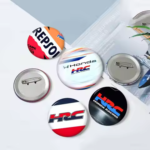 3D HRC HONDA Motorcycle Logo Creative Tinplate Soft Button Pins Animal Icon Brooch Lapel Backpack Ba