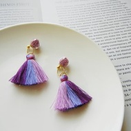 *coucoubird*三色魚子醬玻璃離耳夾/紫