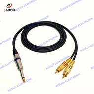 Akai mono audio cable 6.5mm to 2 rca male gold mixer cable amplifier cable ts 6.5mm