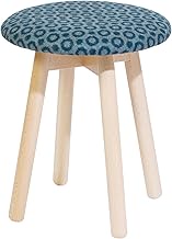 Piccolo Stool, Made in Italy, Solid Wood, Height 16.5 inches (42 cm), Natural/Halo Blue