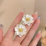 Luxury Korean Style Camellia Cream White Earrings BT089