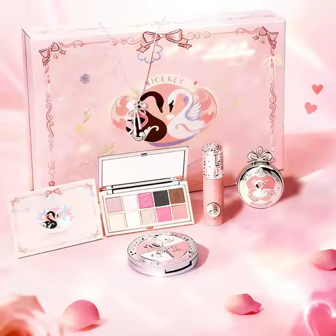 Swan Ballet Makeup Gift Box, Beginner Full Makeup Kit for Students, Complete Eyeshadow & Lipstick Se
