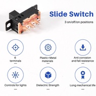 10Pcs High Knob 6 Pin 3 Position DPDT Panel Slide Switch 0.5A 50V DC