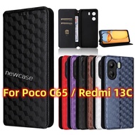 Flip Leather Phone Case For Xiaomi poco C65 C 65 PocoC65 Redmi 13C 13 C Redmi13C 4G 2023 Magnetic St