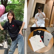 PLAY CDG unisex Heart Embroidered Polo Shirt