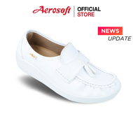 Aerosoft รองเท้าพยาบาล รองเท้าหนังมีส้น รุ่น NW9091(Healthy A1) คัชชูสีดำ/สีขาว
