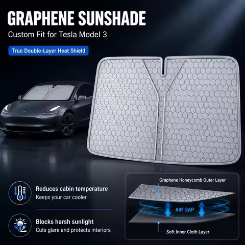 For Tesla Model 3 Graphene Windshield Sunshade Custom Fit Car Sunshade UV Sun Protection Car Accesso