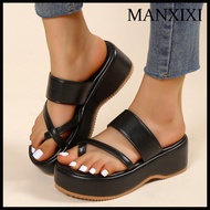 MANXIXI Fashion Women Wedge Heels 1.97 Inches Beautiful Leather Sandals (Size 36-43)