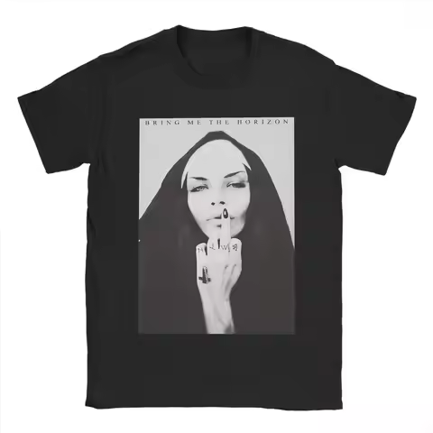 NUN Brings Me the Horizons BMTH T Shirt for Men Pure Cotton Creative T-Shirt Round Collar Tees Short