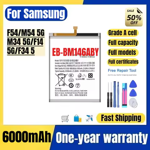 EB-BM146ABY for Samsung F54/M54 5G/M34 5G/F14 5G/F34 5G Phone Battery High Quality High Capacity Rep