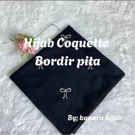 Coquette Square Hijab with Ribbon Embroidery || Small Ribbon Embroidery Coquette (Hijab Coquette)
